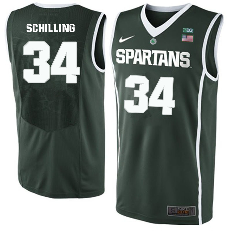 Men Michigan State Spartans #34 Gavin Schilling NCAA Nike Authentic Green 2020 College Stitched Basketball Jersey FU41W85JK